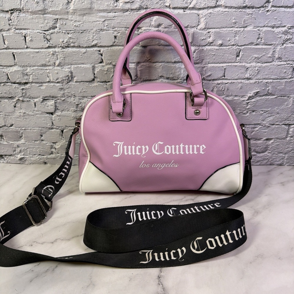 Juicy Couture Pink & White Sports Bowler Top Handle Satchel Crossbody ❤️